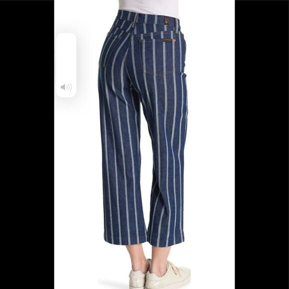 Seven all mankind stripe cropped wide leg jeans size 30, NWT - Picture 3 of 9